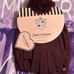 Juicy Couture Beanie & Gloves set. Deep Burgundy. Retail $35